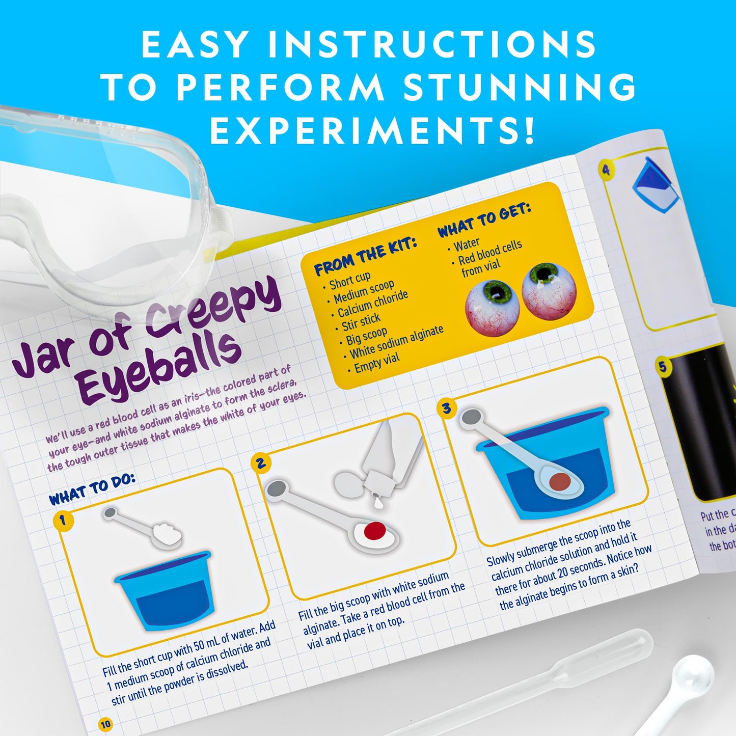 NATIONAL GEOGRAPHIC Gross Science Kit – 45 Experiments, Slime & Brain Dissection, Creepy STEM Toys & Halloween Gifts for Kids 8-12