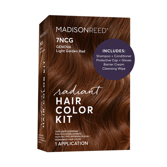 Madison Reed Radiant Hair Color Kit - 7NCG Light Golden Copper (Genova Red), Salon-Quality Permanent Hair Dye, Superior Gray Coverage & Dimensional