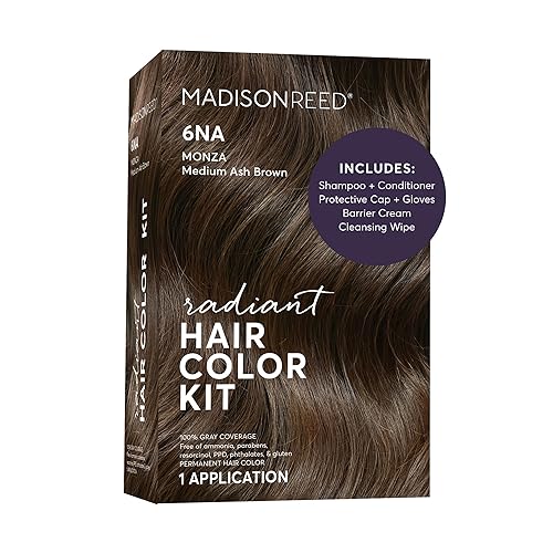 Madison Reed Radiant Hair Color Kit - 6NA Medium Ash Brown with Cool Smoky Undertones (Monza Brown), Permanent Hair Dye, Superior Gray Coverage