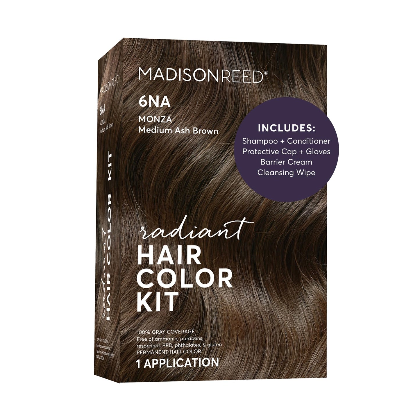 Madison Reed Radiant Hair Color Kit - 6NA Medium Ash Brown with Cool Smoky Undertones (Monza Brown), Permanent Hair Dye, Superior Gray Coverage