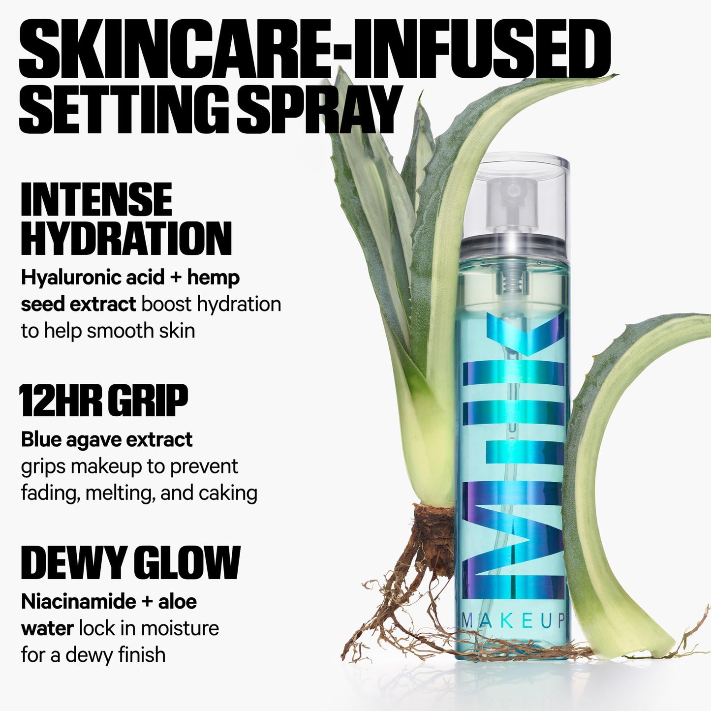 Milk Makeup Hydro Grip Set + Refresh Spray with Hyaluronic Acid - Sets Makeup + Hydrates Skin for Up to 12 Hours - Long-Lasting, Alcohol-Free Facial Beauty and Personal Care Milk Makeup