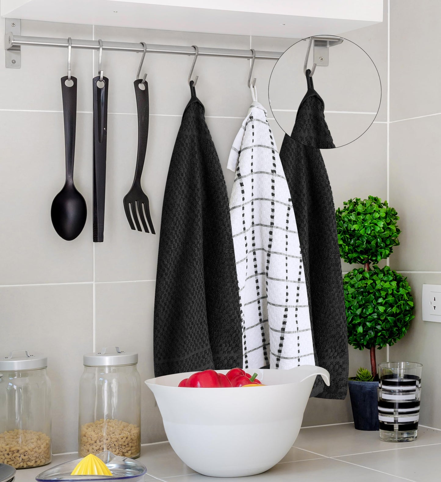Utopia Towels 12-Pack Kitchen Towels – 15x25” 100% Ring-Spun Cotton, Super Soft & Absorbent Dish, Tea & Bar Towels, Black