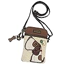 Chala Toffy Dog Cellphone Crossbody Handbag - Convertible Strap Dog Mom Dog Lovers (Brown Stripe)