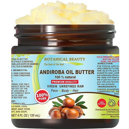 Botanical Beauty Andiroba Oil Butter Raw Pure Natural VIRGIN UNREFINED Cold-Pressed for Face, Skin, Body, Hair, Lip, Nails. Rich in Vitamin E, Vitamin