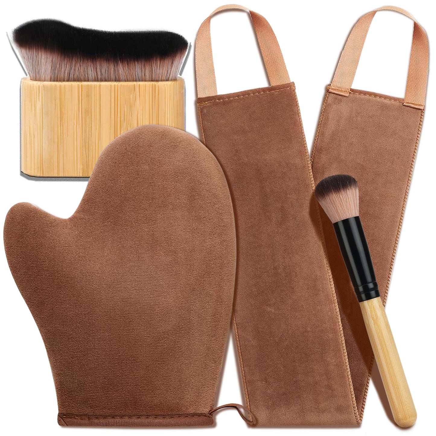 4 in 1 Luxury Velvet Tanning Mitt Self Tanning Mitt Applicator Self Tanner Brush Self Tanner Back Applicator Self Tanner Mitt Tanning Brush Tanning Beauty and Personal Care ANSPHIE Default Title