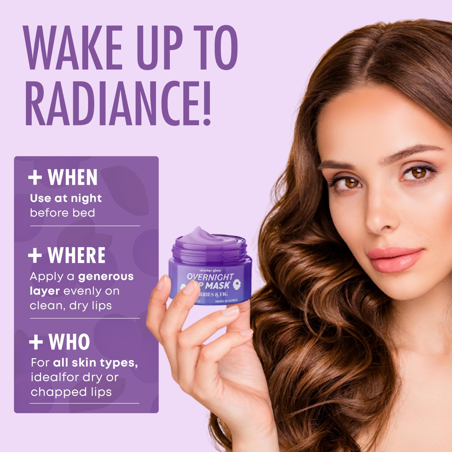 Sundae Glow Lip Mask with Berries & Fig - Overnight Lip Repair, Intense Hydration & Smoothing - Dermatologist Tested, Korean Lip Care - Vegan, Clean