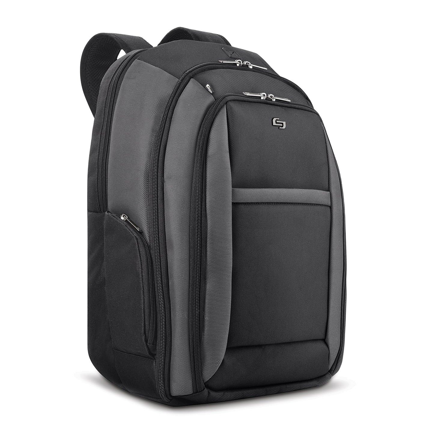 Solo New York Laptop Backpack for Women & Men -Carry On Bookbag for Travel & Work, Lightweight Bag, Removable Laptop Sleeve, Padded Straps, Fits 16" Computer - Metropolitan, Black & Grey