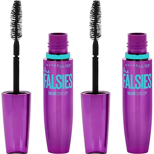 Maybelline Volum' Express Falsies Volumizing, Washable Mascara, Blackest Black, 2 Count