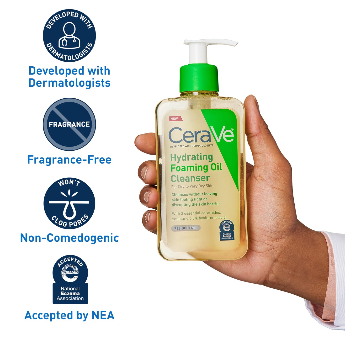CeraVe Hydrating Foaming Oil Facial Cleanser with Hyaluronic Acid, 19oz Beauty and Personal Care CeraVe