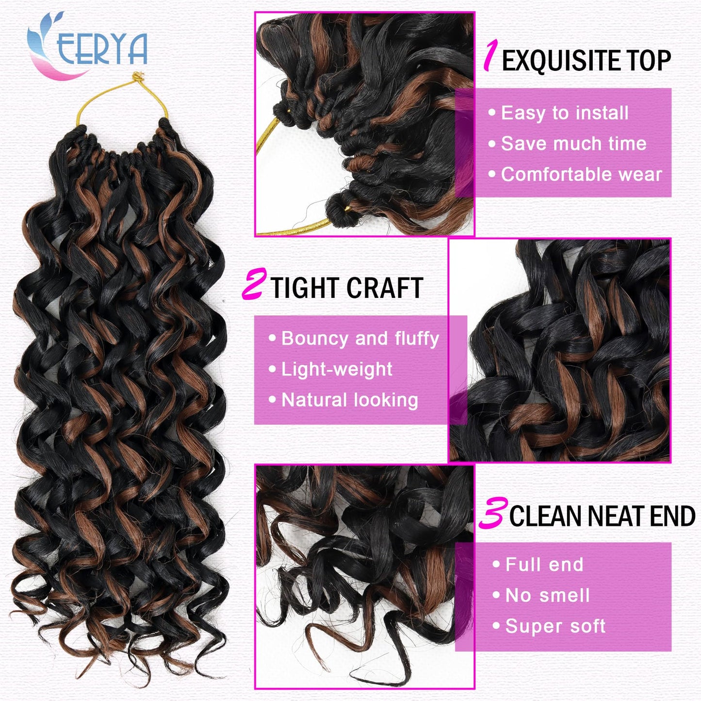 7 Packs GoGo Curl Crochet Hair 10 Inch Short Curly Crochet Hair for Women Water Wave Beach Curl Deep Twist Crochet Braids Synthetic Braiding Hair Beauty and Personal Care EERYA