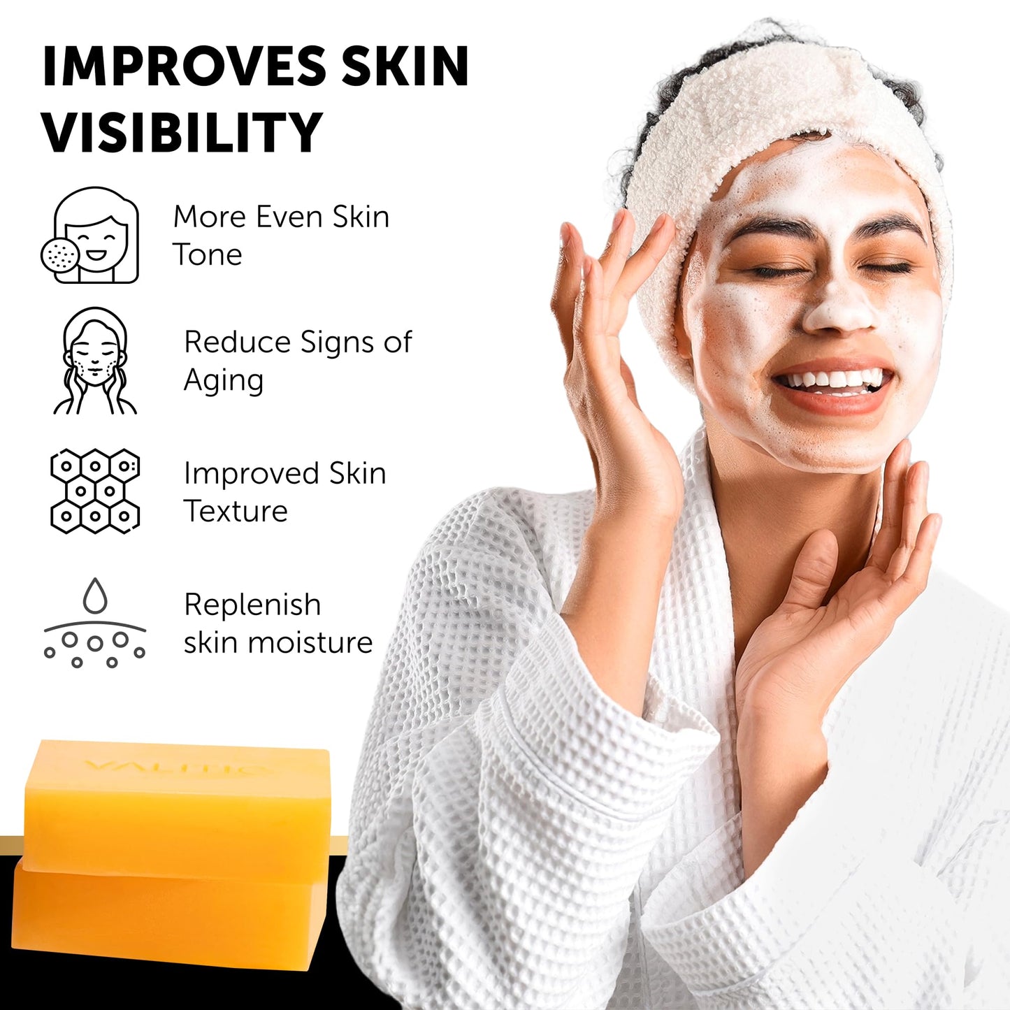 VALITIC Kojic Acid Dark Spot Soap with Turmeric, Vitamin C, Retinol - Original Japanese Complex with Hyaluronic Acid, Vitamin E, Shea Butter, Castile Beauty and Personal Care VALITIC