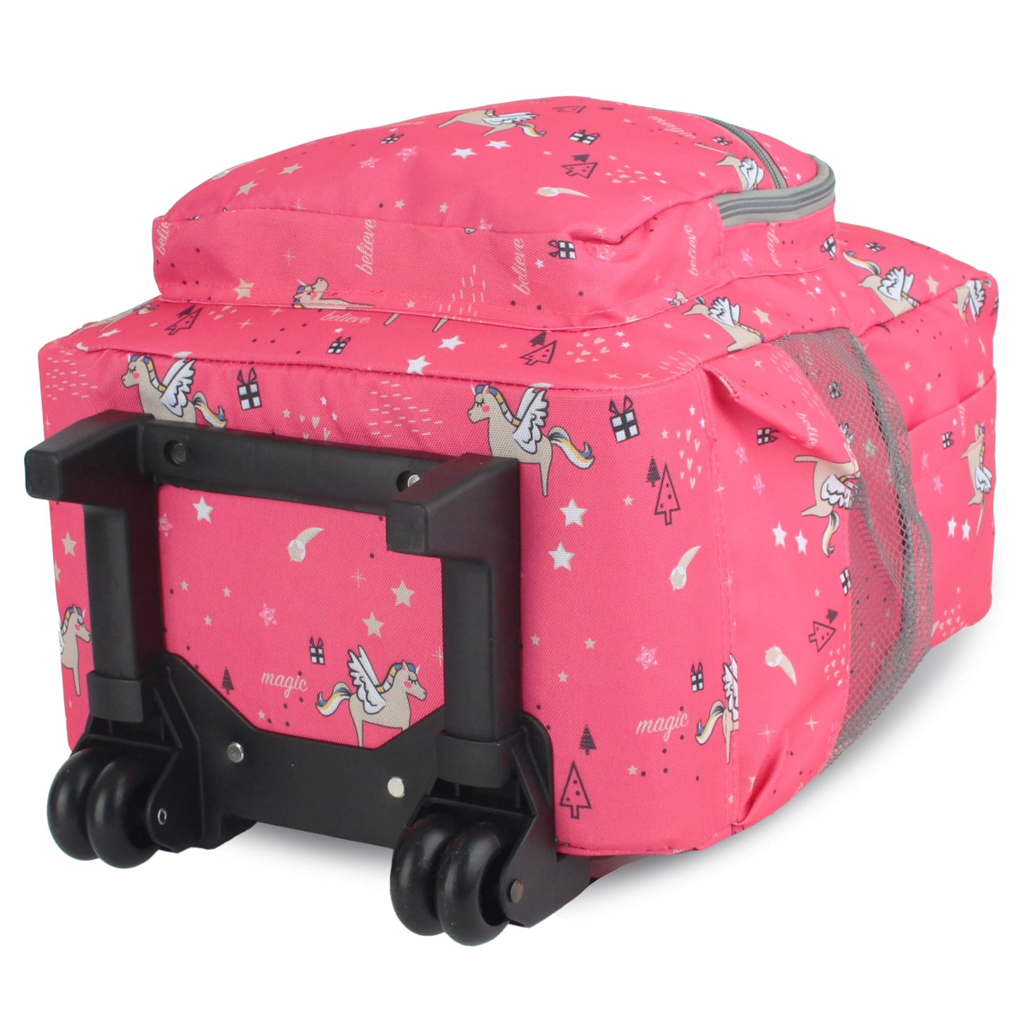 Sposac Rolling Backpack for Girls Boys. Roller Bookbag With Wheels for School Kids, Pink Unicorn