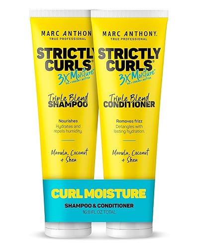 Marc Anthony Strictly Curls 3x Moisture Deep Shampoo & Conditioner for Curl Defining & Anti Frizz - Shea Butter, Marula Oil, Aloe & Coconut Oil