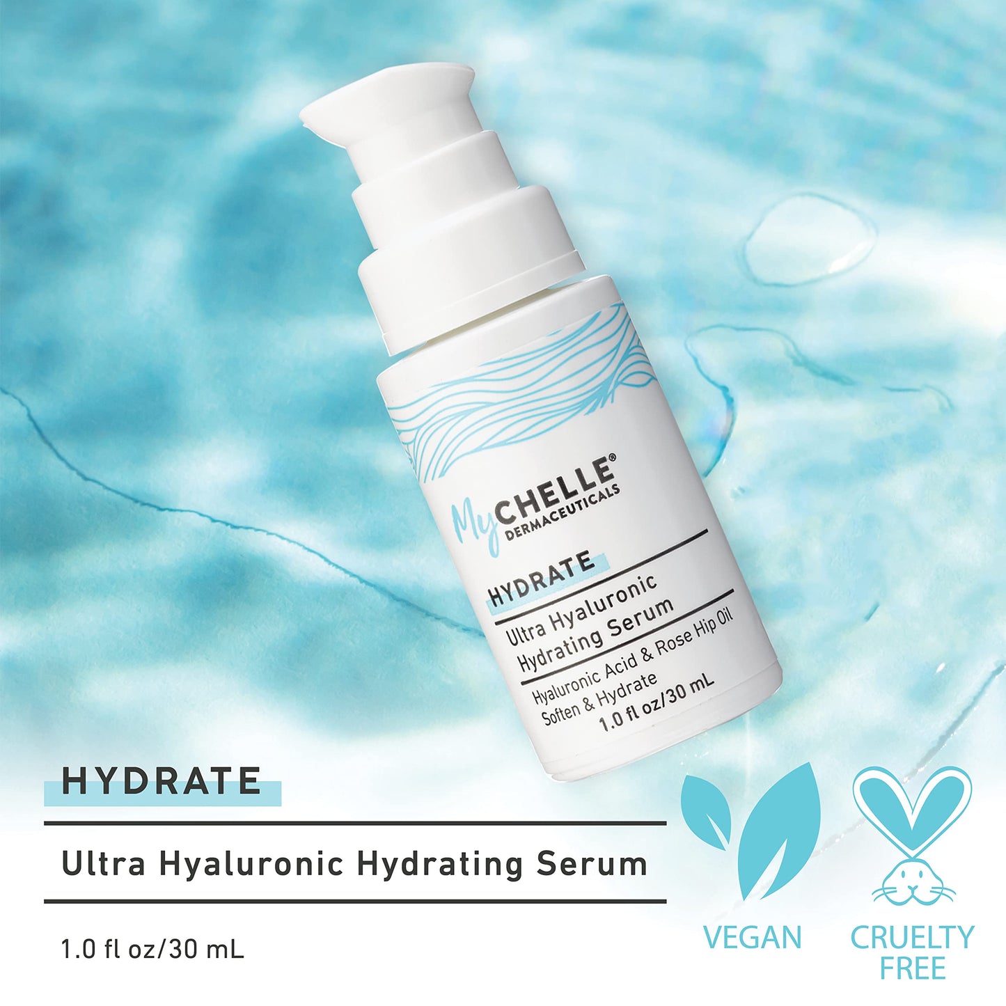 MyCHELLE Dermaceuticals Ultra Hyaluronic Hydrating Serum (1.0 Fl Oz) - Rich Hydration for Dry Skin with Vegan Hyaluronic Acid, Help Plump Skin Beauty & Personal Care MyChelle Dermaceuticals