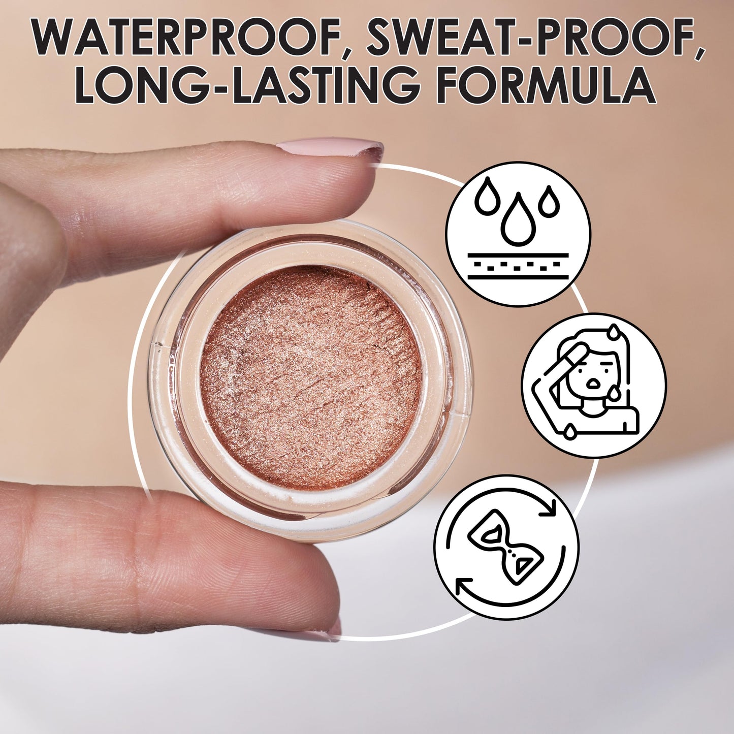 Beth Bender Beauty | Foiled Glacé Eye Shadow | Let’s Go! | Pink Beige | Shiny Iridescent Metallic Finish | Vivid Color | Creamy & Buildable Texture |