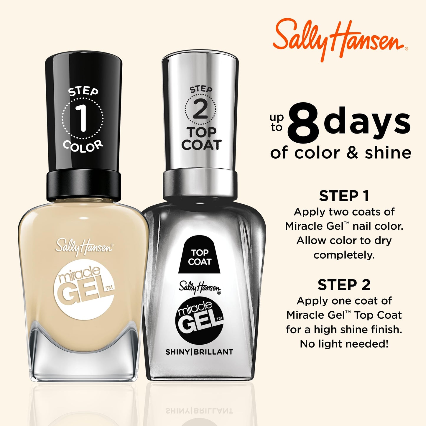 Sally Hansen Miracle Gel Salon Quality Nail Polish | Gel-Like Formula, Two-Step System, No UV Light Needed, Long Lasting | Semi-Opaque | 771 Beauty & Personal Care Sally Hansen