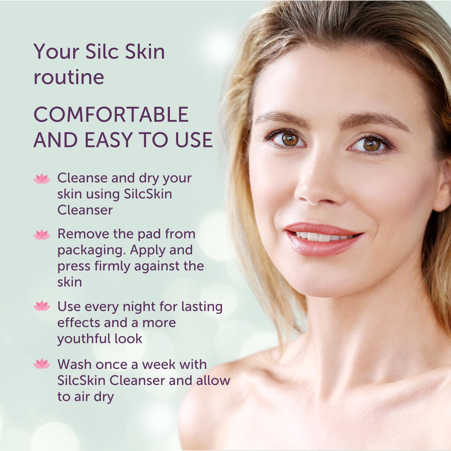 Silcskin Facial And Brow Pads Set Reusable Silicone Pads For Forehead And Facial Areas, 30 Day Supply, Stocking Stuffer Wrinkle Care Gift For Women
