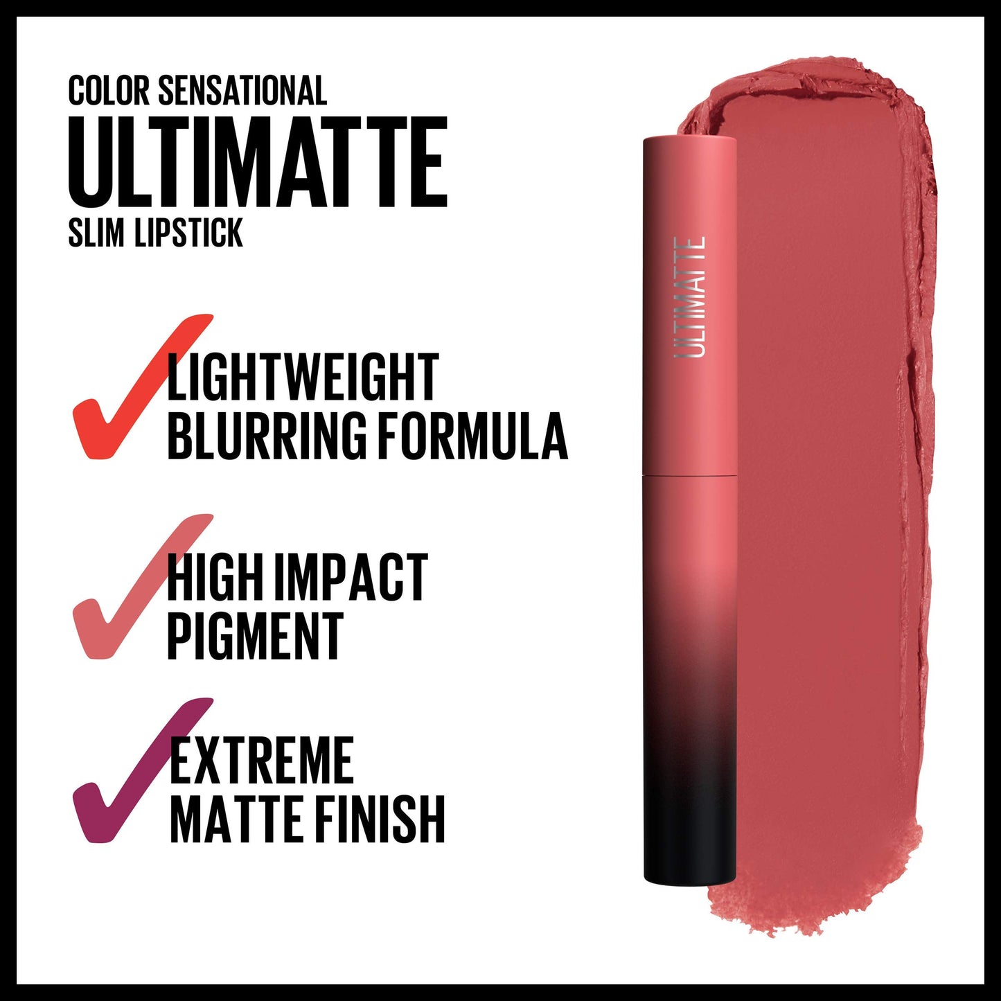 MAYBELLINE Color Sensational Ultimatte Matte Lipstick, Non-Drying, Intense Color Pigment, More Blush, Rose Pink, 1 Count Beauty & Personal Care MAYBELLINE