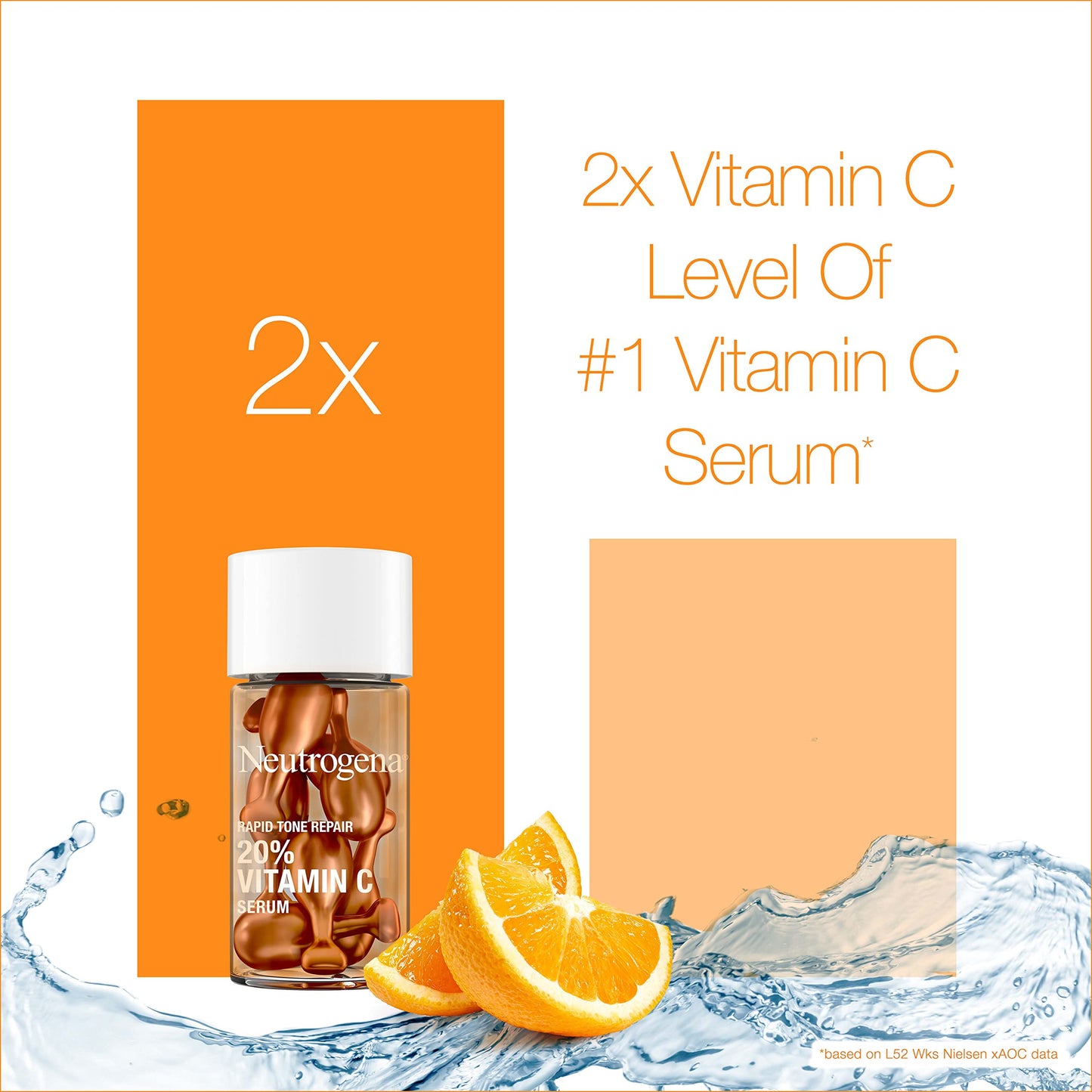 Neutrogena Rapid Tone Repair 20% Vitamin C Face Serum Capsules, Daily Facial Serum with Vitamin C to Help Brighten Skin Tone & Reduce Look of Dark