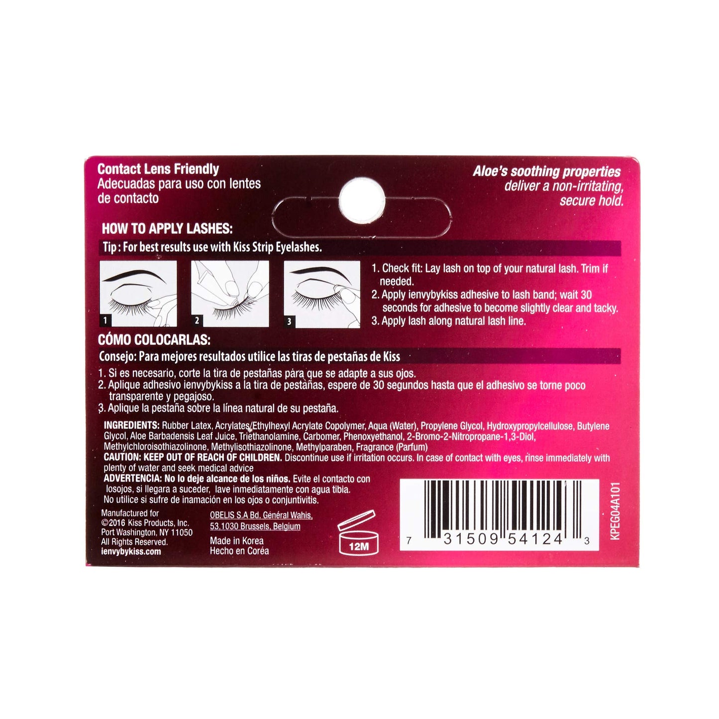 Kiss I Envy Clear 04 Eyelash Adhesive Strip with Alo 0.25 Ounce (7ml) (6 Pack)