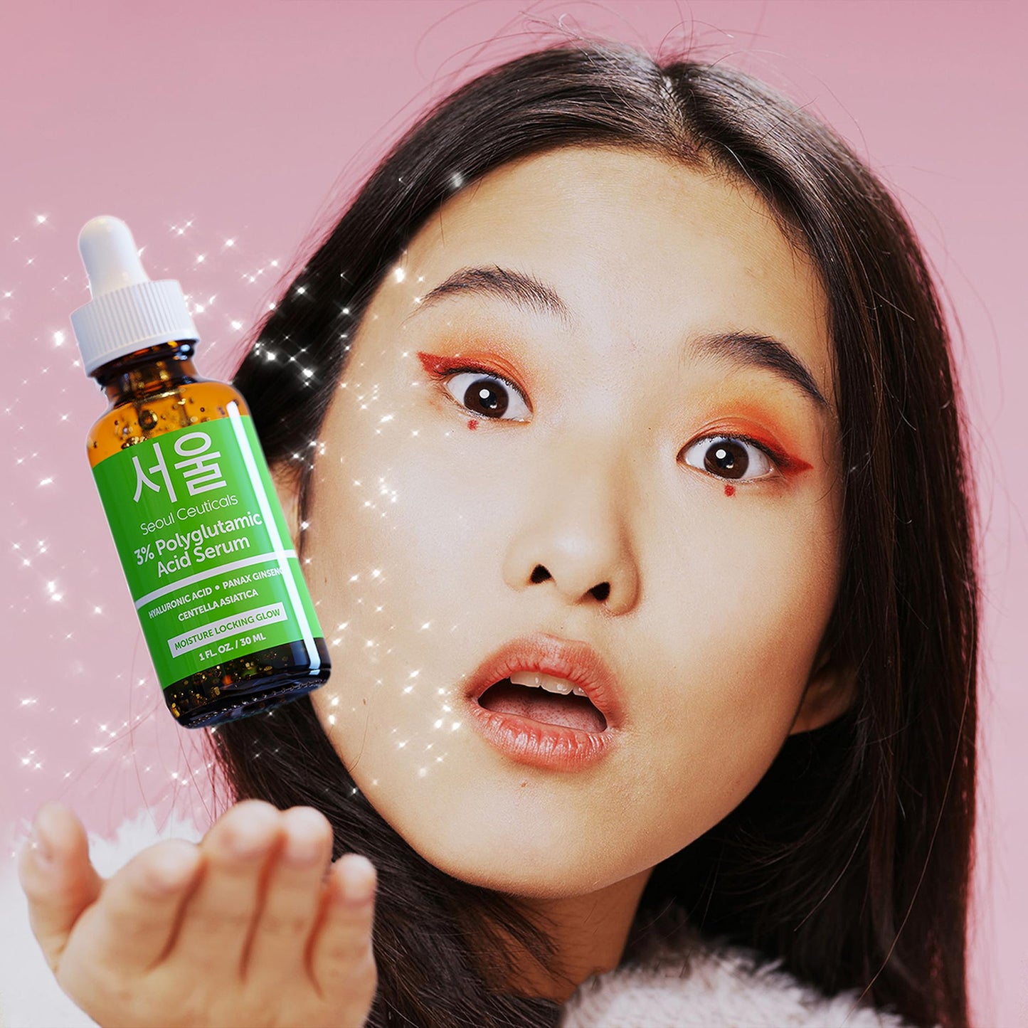 SeoulCeuticals Organic Polyglutamic Acid Serum - Korean Skin Care + Hyaluronic Acid + Centella Asiatica - K Beauty Anti Aging - Healthy Glowing Skin