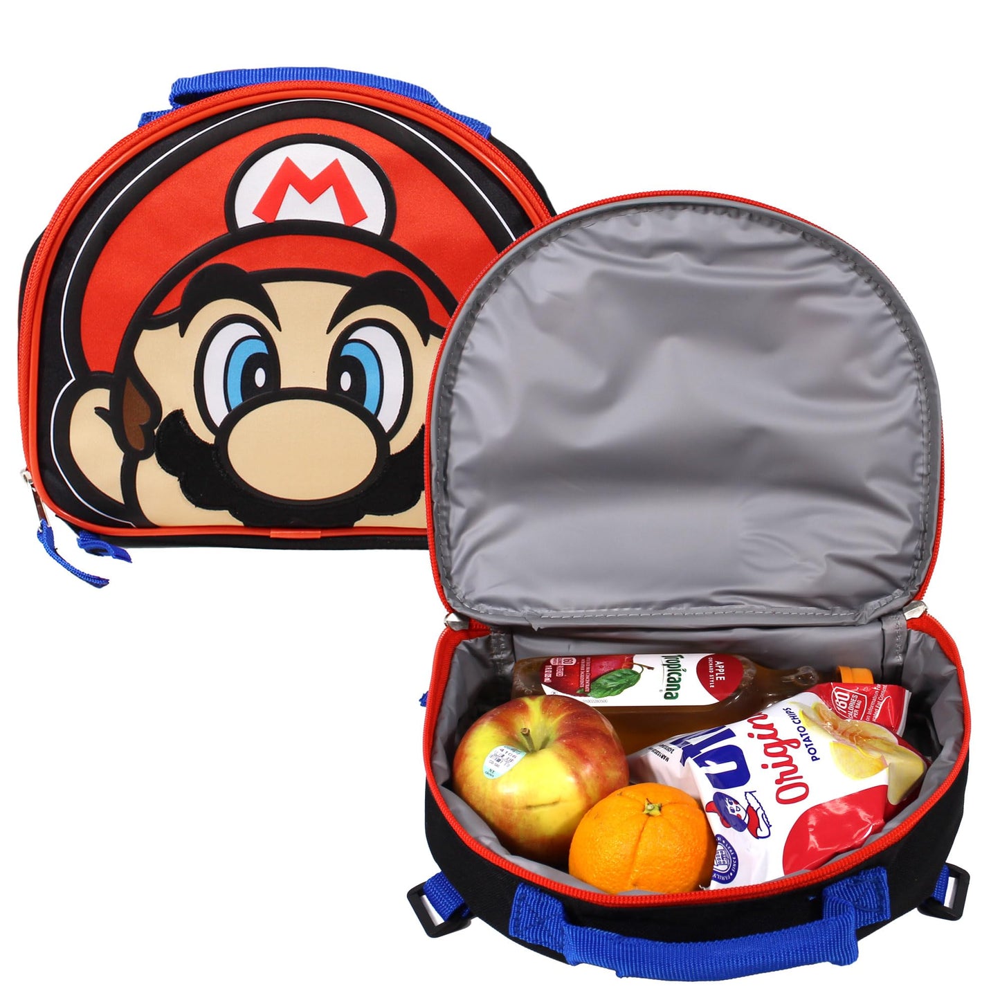 Nintendo Super Mario Bros. Backpack Set for Boys & Girls, Kids 16" School Bag with Front Zip Pocket, Red & Black