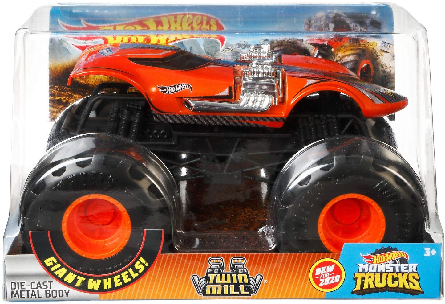 Hot Wheels Monster Trucks Twin Mill die-cast 1:24 Scale Vehicle with Giant Wheels for Kids Age 3 to 8 Years Old Great Gift Toy Trucks Large Scales