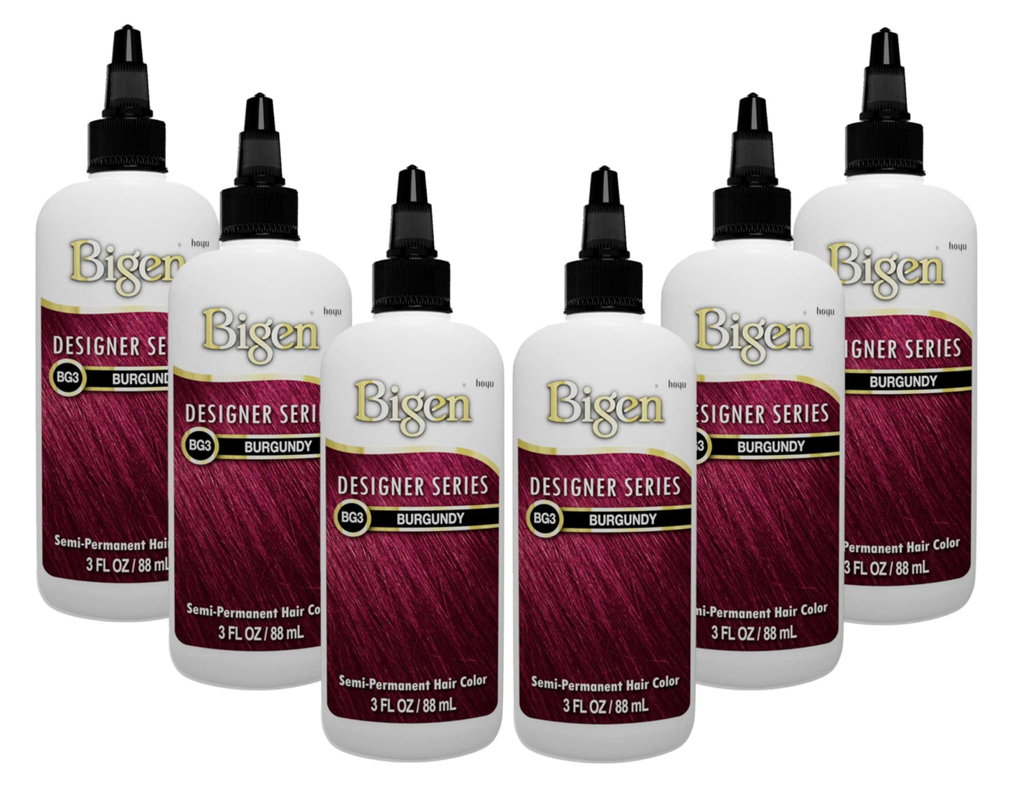 Bigen Semi-Permanent Haircolor #Bg3 Burgundy 3 Ounce (88ml) (6 Pack)
