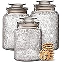 Le'raze Food Storage Containers with Airtight Lids - Retro Design - Pantry Organization, Glass Canisters Storage for Cookies, Tea, Sugar, Candy Jars…