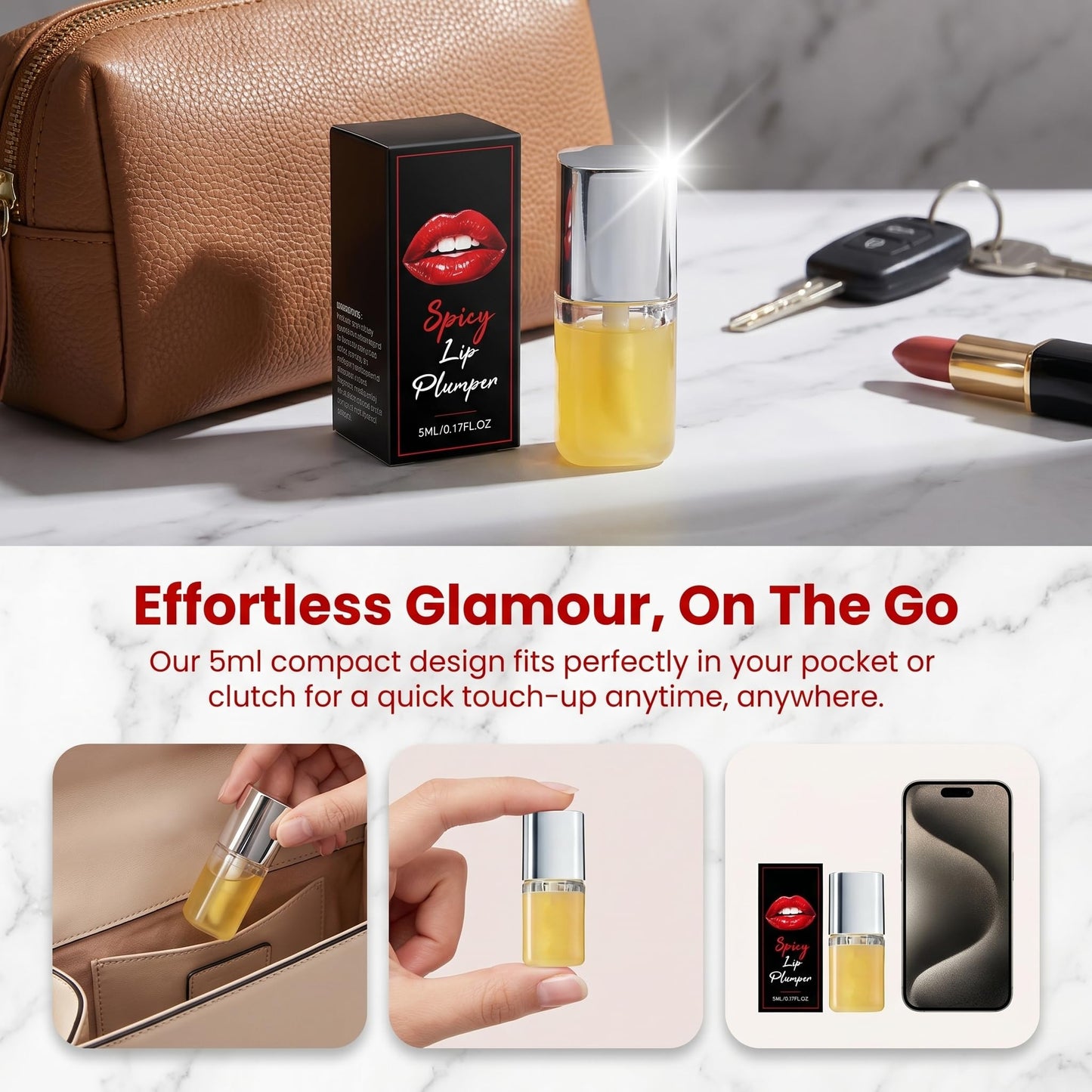 SLTCZHTZEP Spicy Plumping Lip Oil, Moisturizing Lip Plumper Gloss for Fuller Looking Lips & Fine Lines,5ml