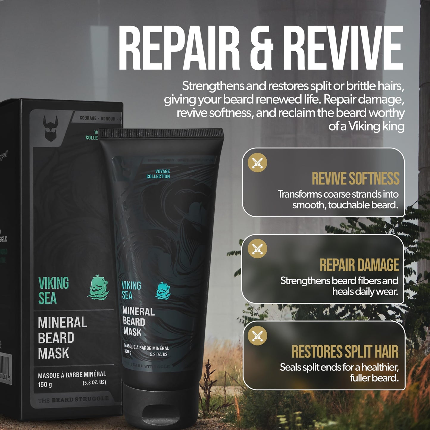 The Beard Struggle Viking Sea Mineral Beard Conditioner - 5.29 oz - Promotes Beard Health - Cleansing Beard Mask for Men