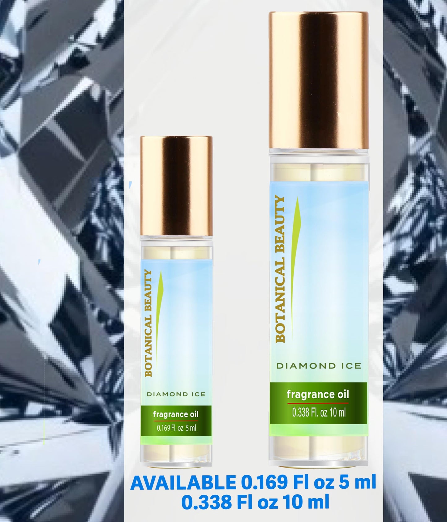 Botanical Beauty DIAMOND ICE FRAGRANCE OIL ROLL-ON 0.169 Fl Oz 5 ml Rollerball Perfume, Long Lasting an luxury scent, blends of Violet Petals
