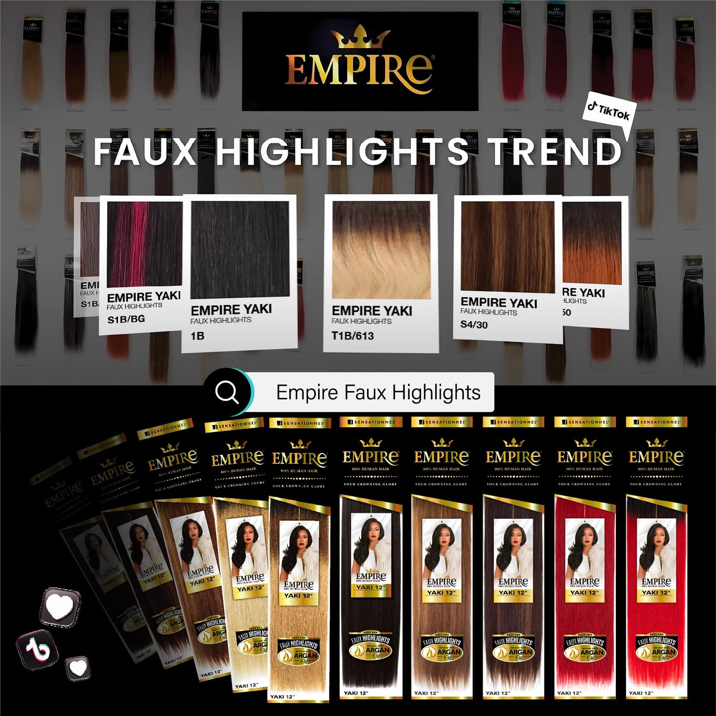 Sensationnel Empire yaki human hair - Tangle Free Weaving for Quick Weave and Sew in Styles for Faux Highlights and Fauxmiddlepart Leave Out - 1 Pack Beauty and Personal Care Sensationnel