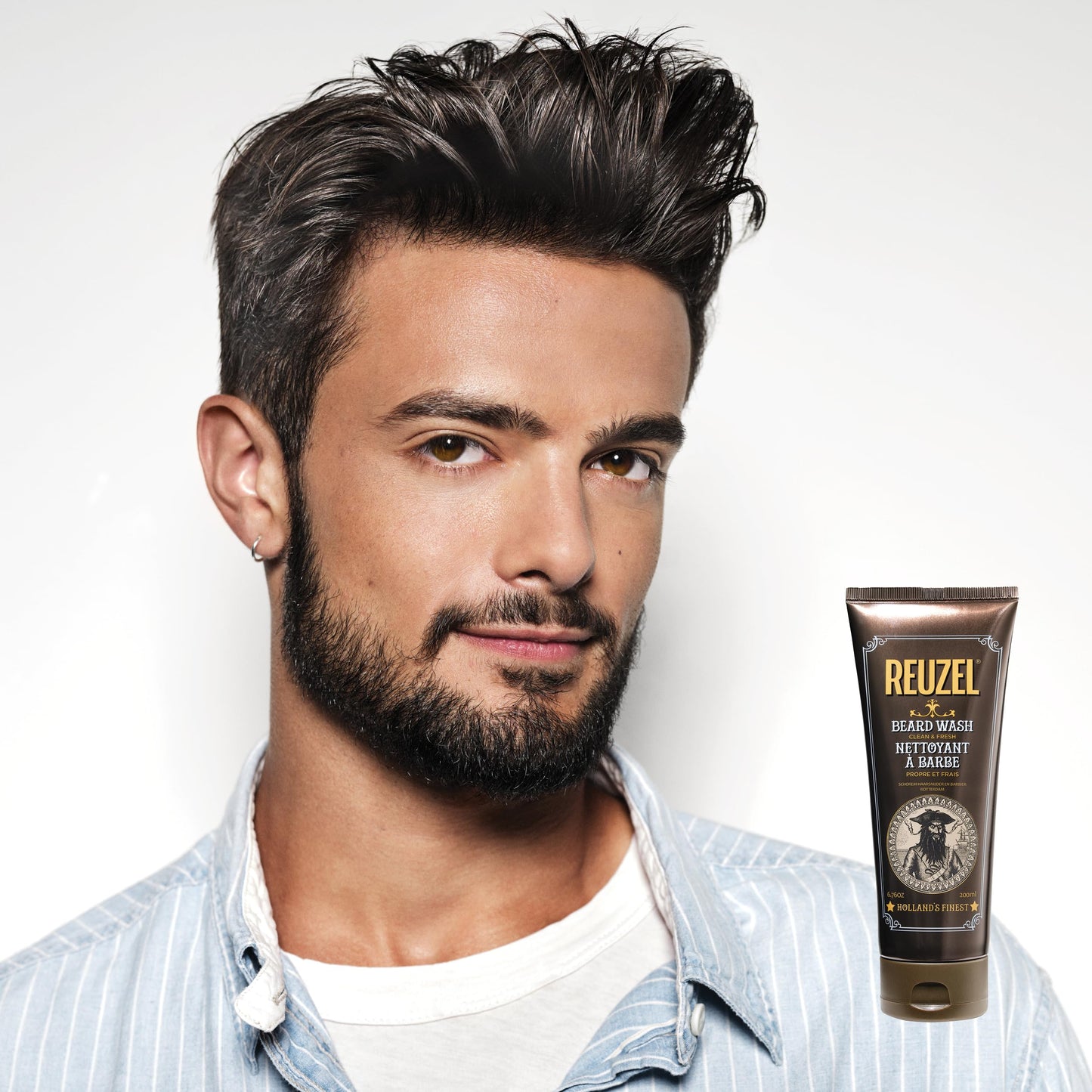 REUZEL Clean & Fresh Beard Wash, Softens Beard, Cleanses and Moisturizes, Gentle, Non-Comedogenic, Vegan Formula, Light Citrus Mint Scent, For All