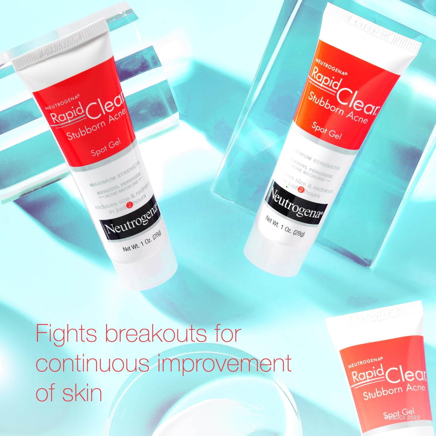 Neutrogena Rapid Clear Stubborn Acne Spot Treatment Gel with Maximum Strength 10% Benzoyl Peroxide Acne Treatment Medication, Pimple Cream for Acne