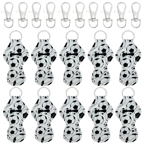 allydrew 10 Pack Chapstick Holder Keychain, Keyring for Lip Balm Lip Gloss Lipstick with 10 Pieces Metal Keyring Clasps, Soccer