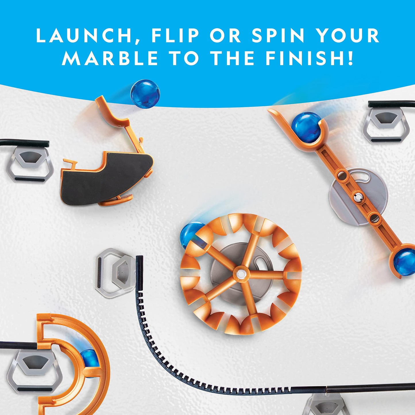 National Geographic Magnetic Marble Run 75pcs – STEM Building Set with Tracks, Trick Pieces & Marbles for Kids & Adults Marble Maze