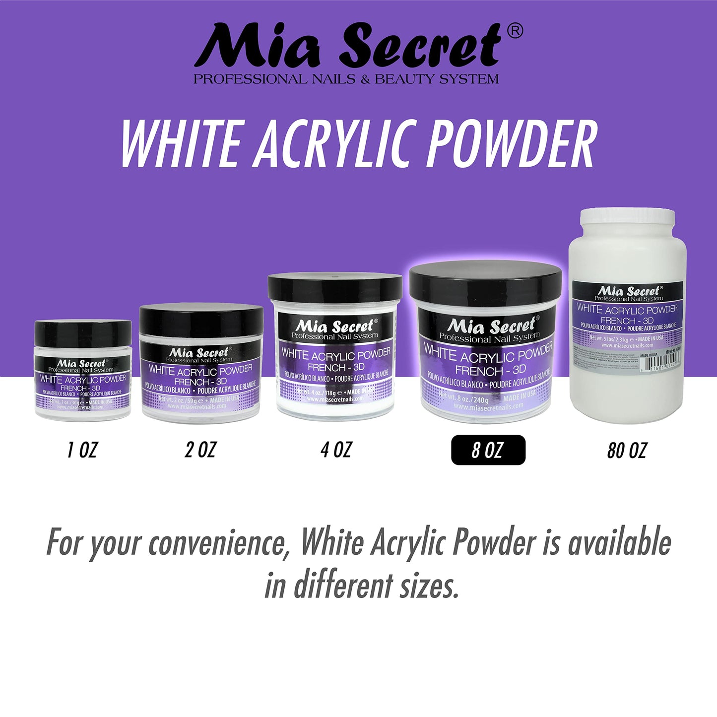 Mia Secret White Acrylic Powder (8oz) Beauty & Personal Care Mia Secret