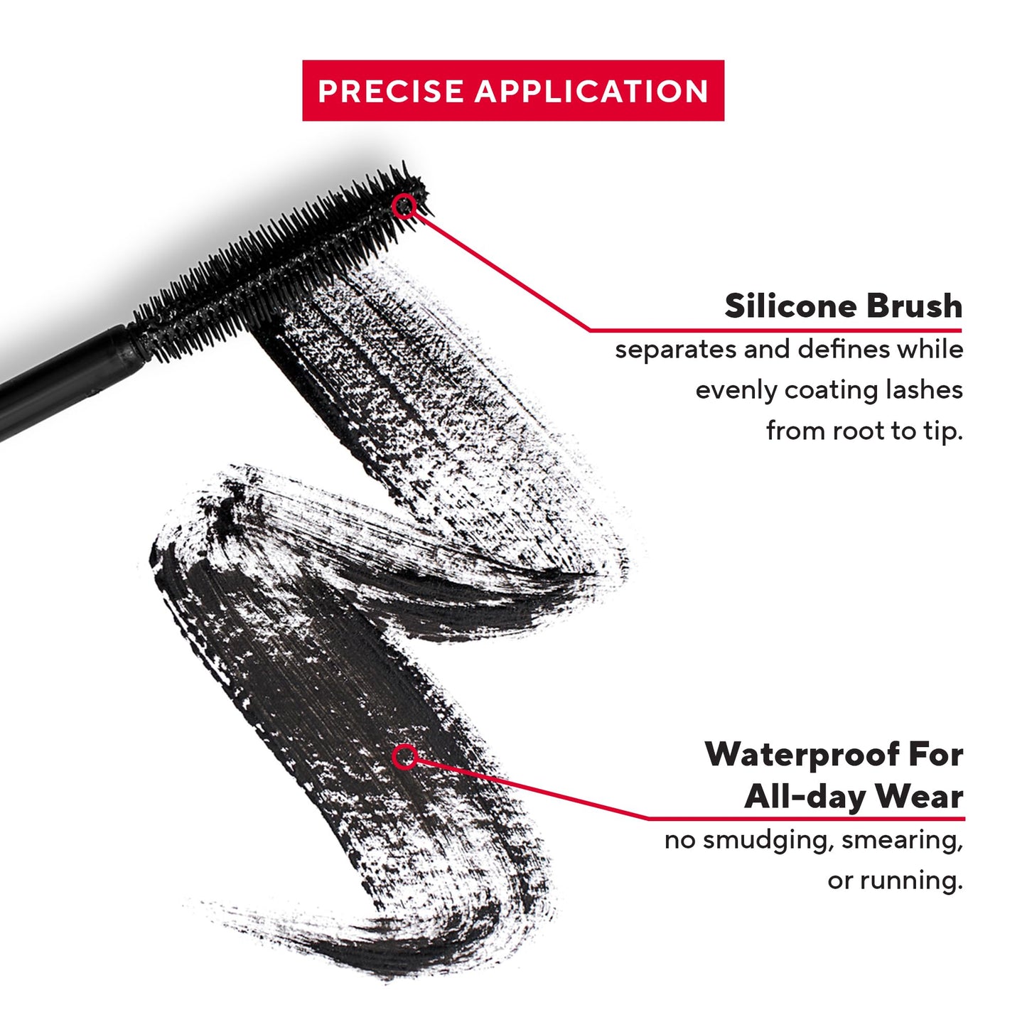 Mirabella Lasting Lash Black Waterproof Mascara, Smear and Smudge-Proof & Adds Volume, Length, & Curl for Eyelashes, Thickening, Lengthening,