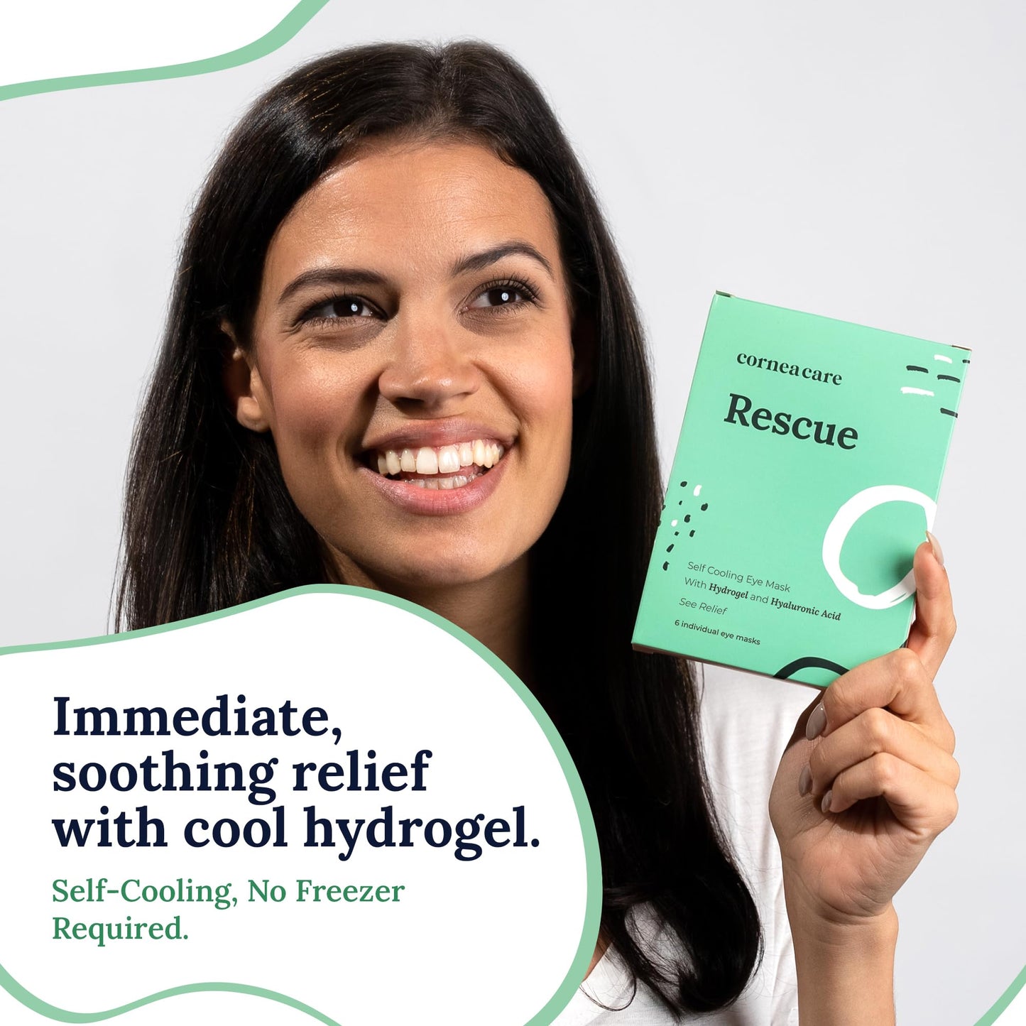 CorneaCare Rescue: Hydrogel Self Cooling Compress | Cold Eye Masks for Puffy Eyes | Self Cooling Eye Compress for Fast Relief | Travel Ready | 12
