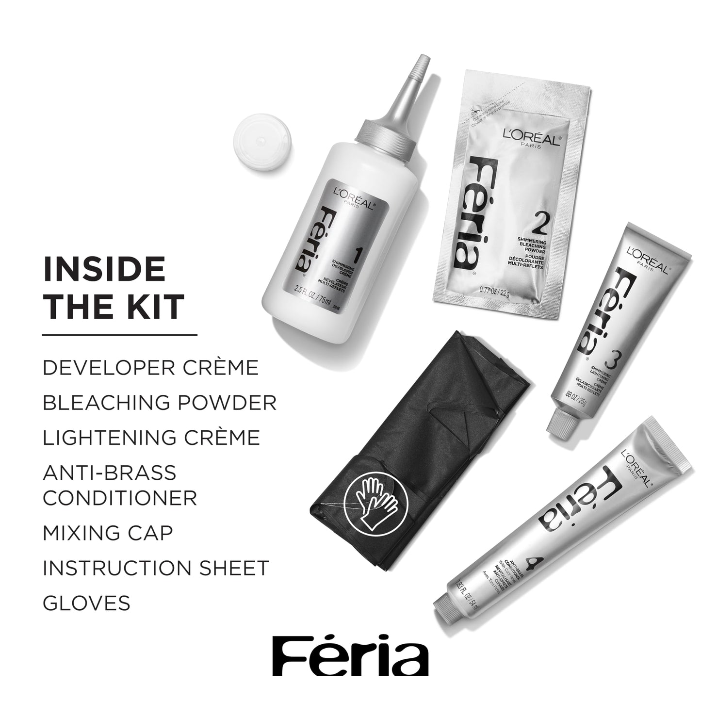 L'Oreal Paris Feria Multi-Faceted Shimmering Permanent Hair Color, Very Platinum, Pack of 1 Hair Dye Kit