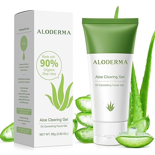 Aloderma Aloe Clearing Gel for Clear Complexion with 90% Organic AloeVera - Moisturizing, Oil Controlling Facial Lotion with Allantoin, Wintergreen