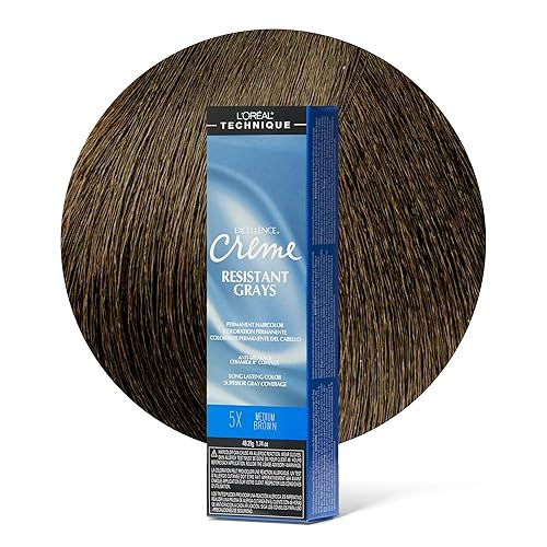 L'OREAL TECHNIQUE Excellence Crème Resistant Grays Permanent Hair Color - Max Coverage on Resistant Grays, Rich Crème No-Drip Formula & Patented Gray