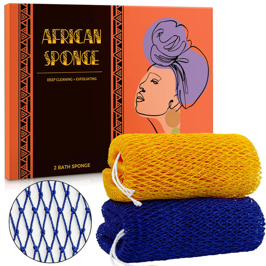 African Net Sponge Authentic - African Exfoliating Net Sponge Real African Wash Cloth Loofah - African Bath Sponge with Knots Exfoliator Net Beauty and Personal Care Hrsqu