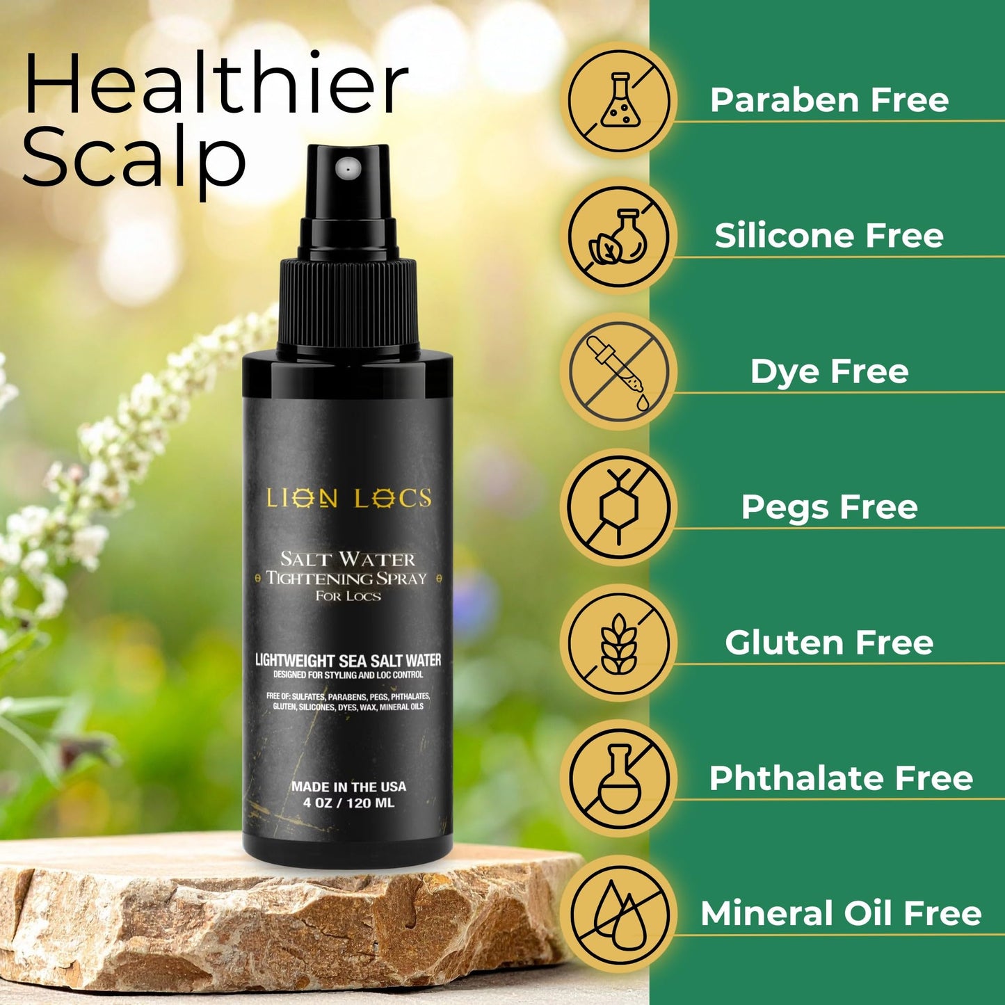 Lion Locs Starter Twist and Lock Spray for New Dreadlocks | Texturizes & Great for Styling - Vegan Sea Salt Mist with Essential Oils & Aloe (4oz)