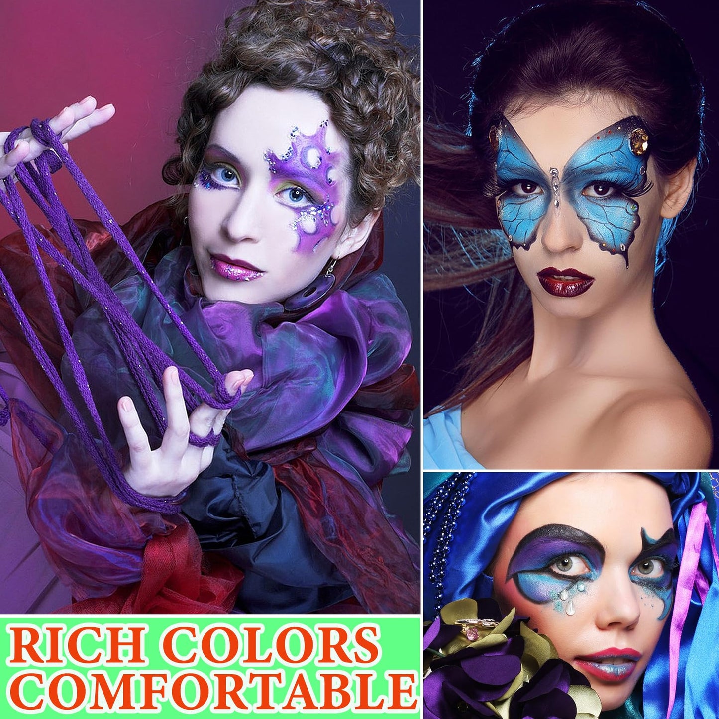18 Colors Bruise Wheel for Special Effects,Halloween Face Body Paint SFX Makeup,Light Green Witch Zombie Gamora Face Body Paint Oil Based Cosplay
