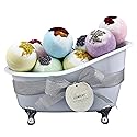 Bath Bomb Self Care Gifts for Women, White Elephant Gifts for Adults,10 Oversized Two Tone Bath Fizzies with Shea & Coco Butter Dry Flower Petals…