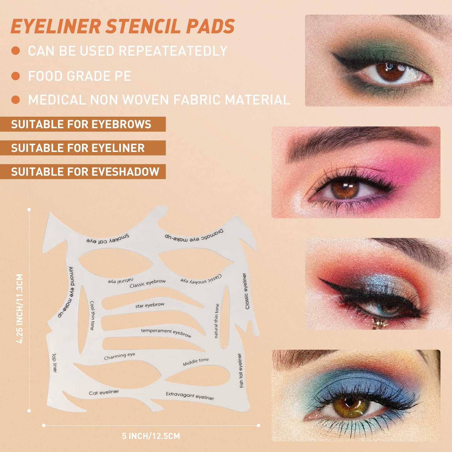 YAFIYGI Quick Make-Up Stencils Eyeliner Molds a Makeup Tool with a Variety of Shapes Eyeliner Stencil Pads Eyeshadow Applicators Eyeliner Template