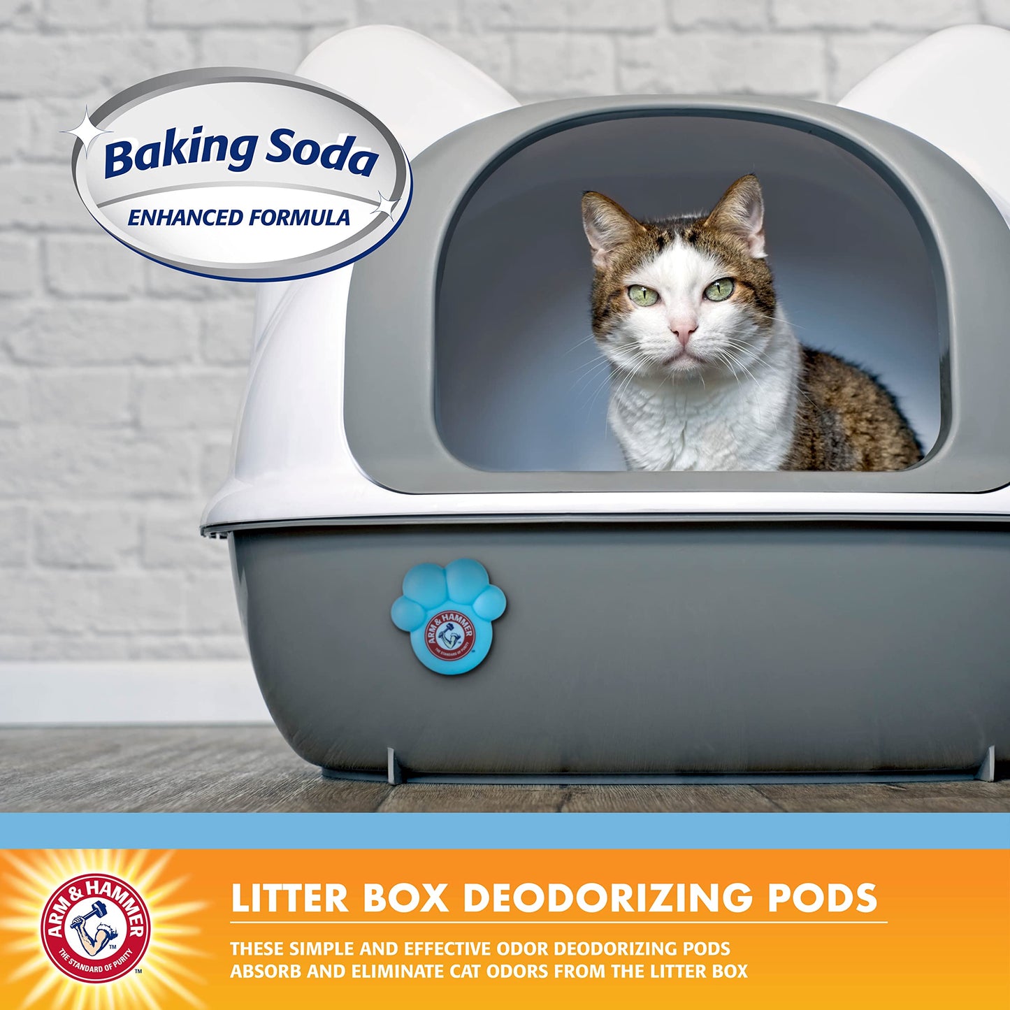Arm & Hammer Cat Litter Box Deodorizing Pods – 2 Fresh Breeze Scent Adhesive Pods, Fights Odors for a Fresher, Cleaner Litter Box
