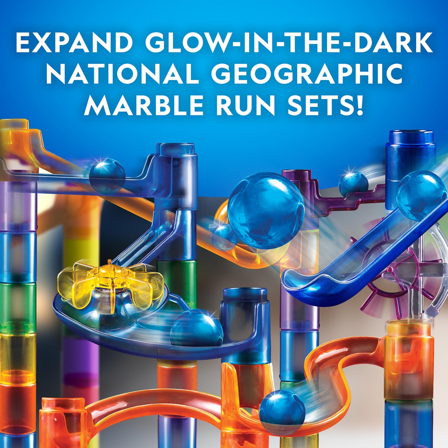 National Geographic Magnetic Marble Run 75pcs – STEM Building Set with Tracks, Trick Pieces & Marbles for Kids & Adults Marble Maze